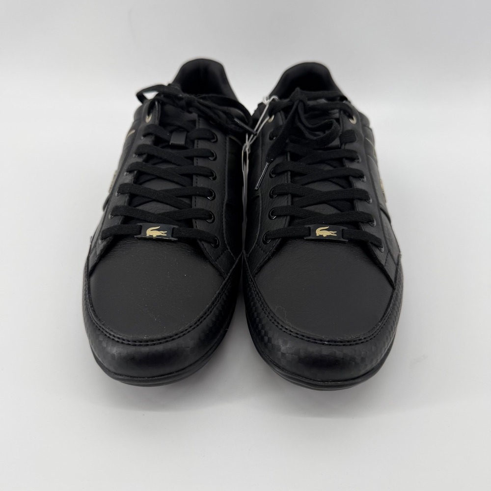 Lacoste Sneakers Mens 11.5 Black Chaymon 0721 3 CMA Leather Low Top Gold Logo - Picture 3 of 11